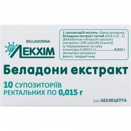 Belladonna extract 10 rectal suppositories